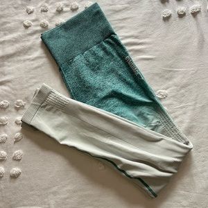 Gym Shark Blue & White Ombré Workout Gym Yoga Leggings Size M